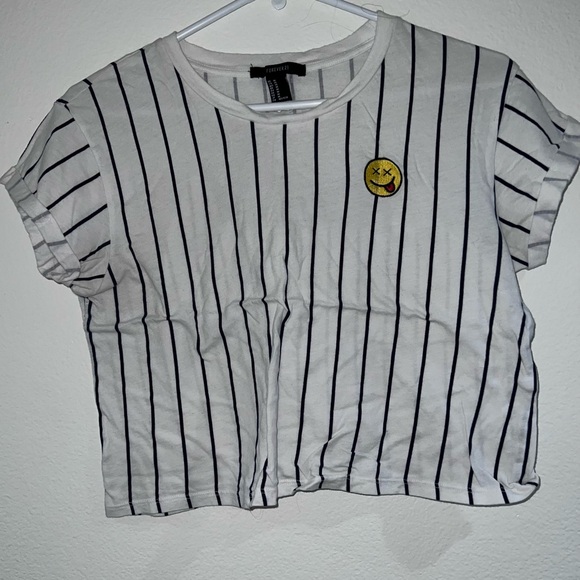 Forever 21 Striped Emoji Crop Top - Picture 2 of 5
